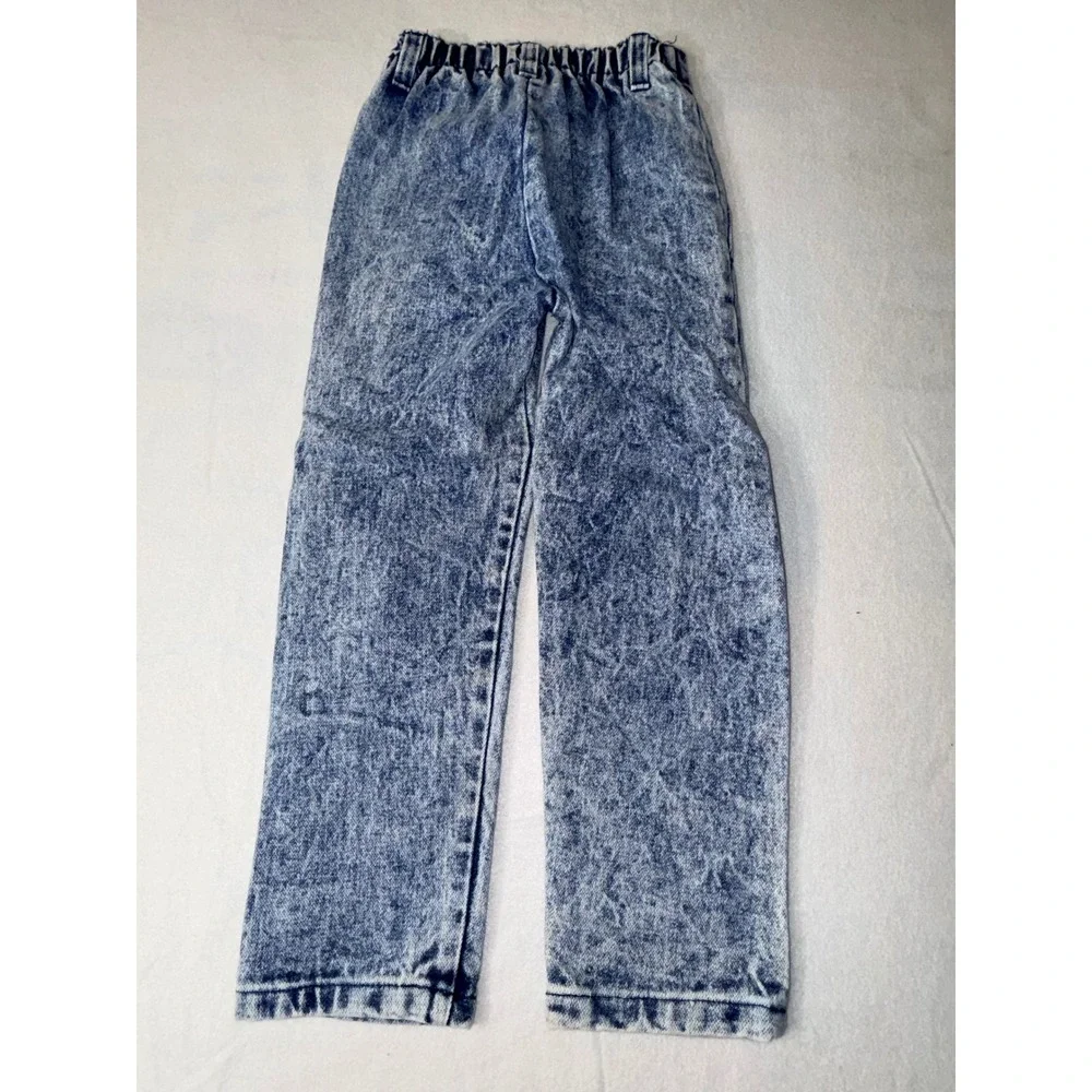 Acid Wash Jeans Girls Size 6 Blue  Pleated High Waist